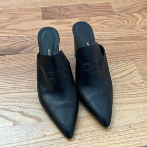 Salvatore Ferragmo black heeled mule